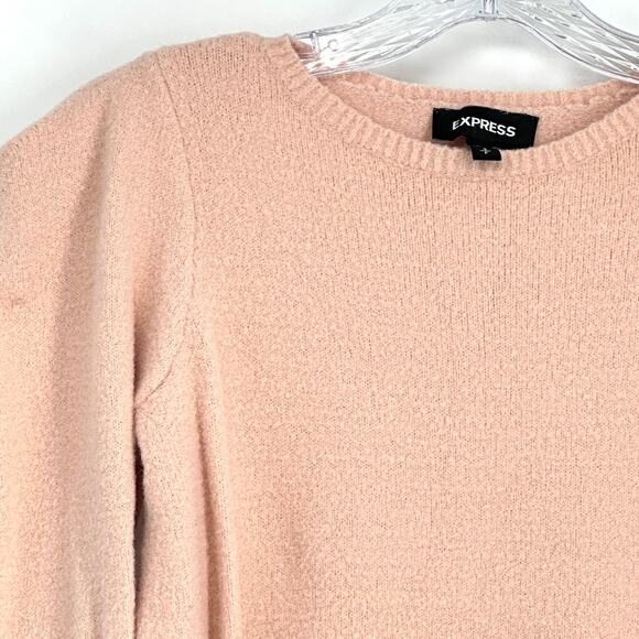 Express Womens Crewneck Pullover Sweater Size S Light Pink Soft Knit Long Sleeve - Picture 3 of 11
